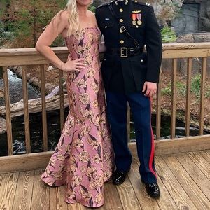 Strapless Floral Gown